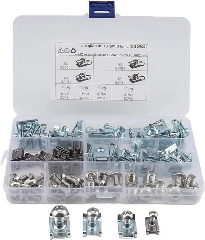 Kit visserie intérieur laiton et acier au manganèse : 100 pièces clips U