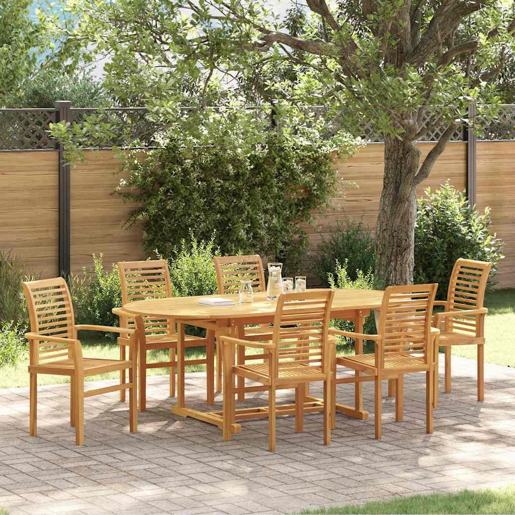 Möbel Garten Essgruppe 7 pcs Braun 200 x 100 x 75 cm Teak-Massivholz - Gartentische 3383943