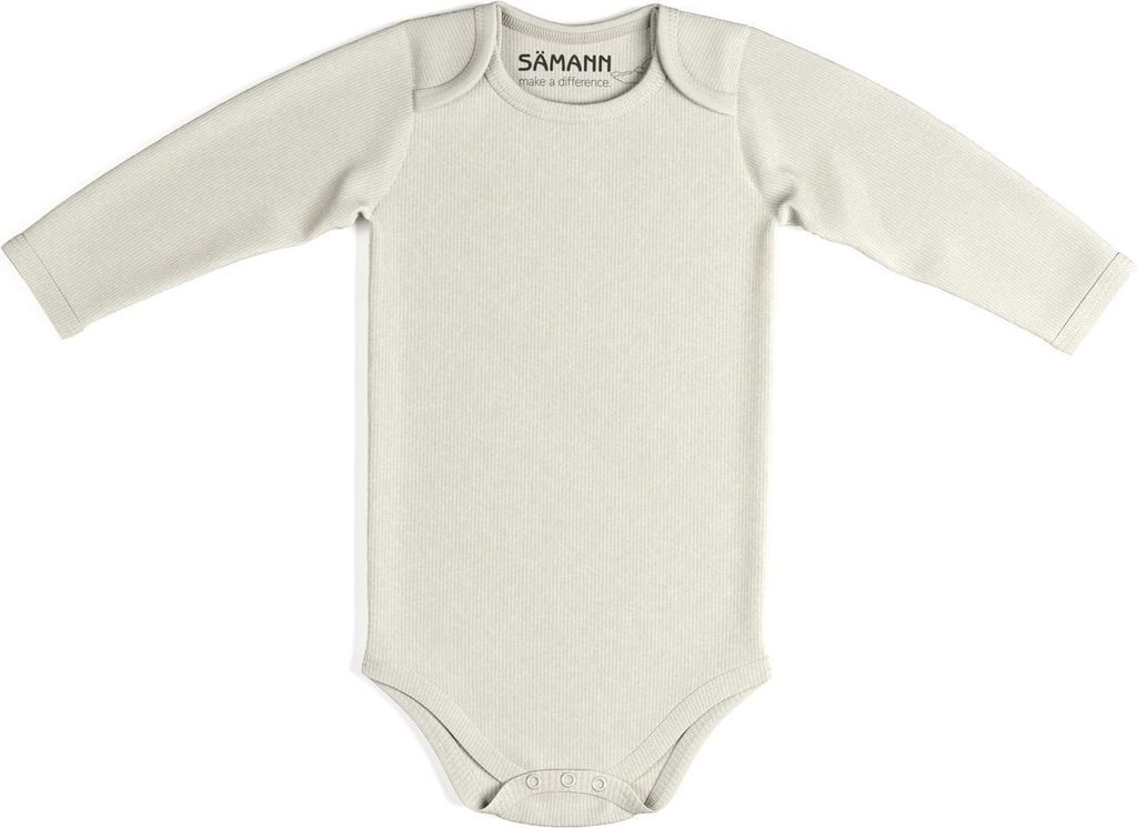Baby Body aus 100% Baumwolle mit Schlupf-Ausschnitt langarm gerippt 0-3 M Coconut Milk