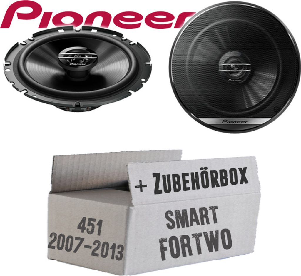 Lautsprecher Boxen Pioneer TS-G1720F - 16,5cm 2-Wege Koax Koaxiallautsprecher Auto Einbausatz - Einbauset passend für Smart ForTwo 451 Front - jus...