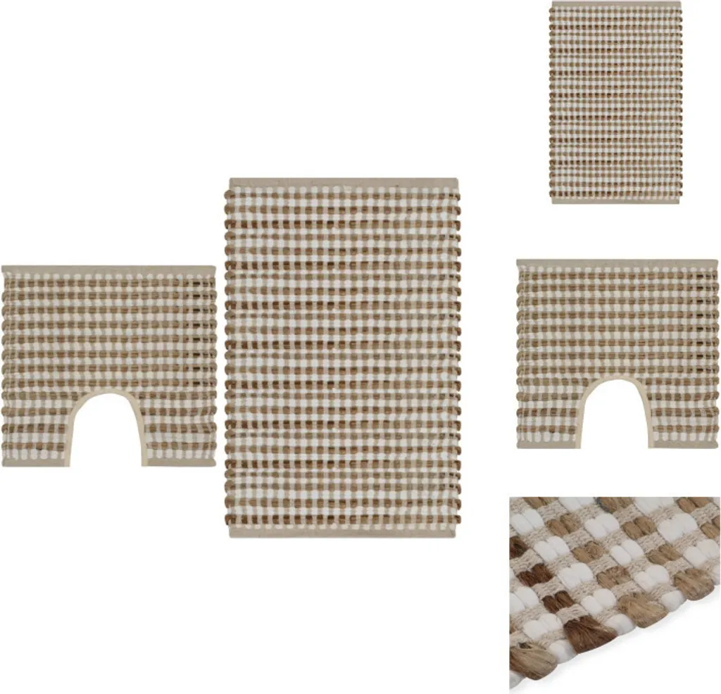 Tapis de bain en jute naturel tissé main - Duo résistant et décoratif