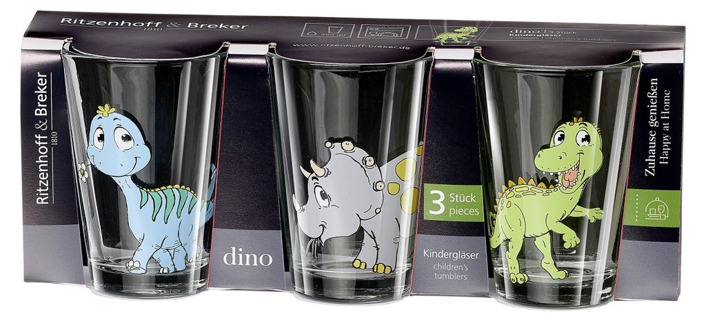 Kindergläser 3 tlg. 200ml Dino Produktbild 