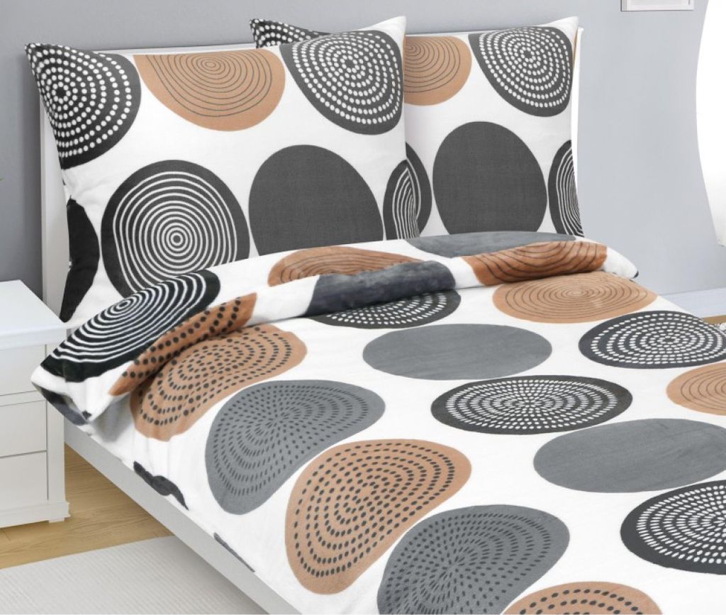 Mikroflanell-Bettwäsche - Beige,Braun,Grau - 140x200, 70x90
