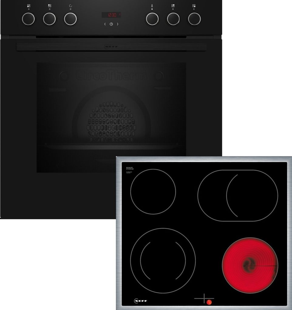 Neff EX4B0 Set Einbauherd E1CCD2AK3 + Glaskeramikkochfeld M16SRF0L0