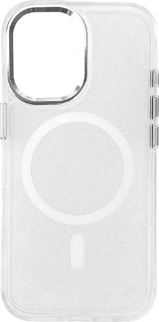 Custodia protettiva per smartphone con effetto glitter e paracolpi ad anello magnetico compatibile con iPhone 17 Pro argento