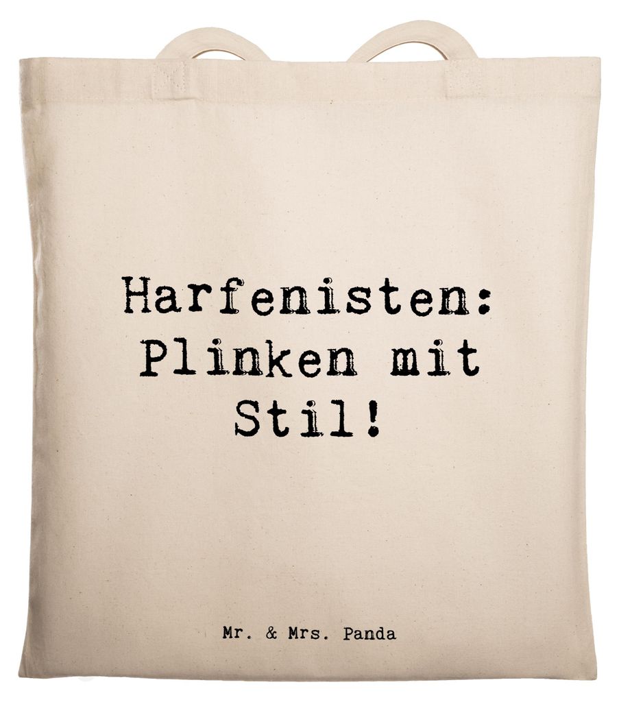 Mr. & Mrs. Panda Schultasche Spruch Harfe mit Stil - Transparent - Geschenk, himmlisch, Laptoptasche, Instrument, Eleganz, Lernen, Zupfen, Musiker,...