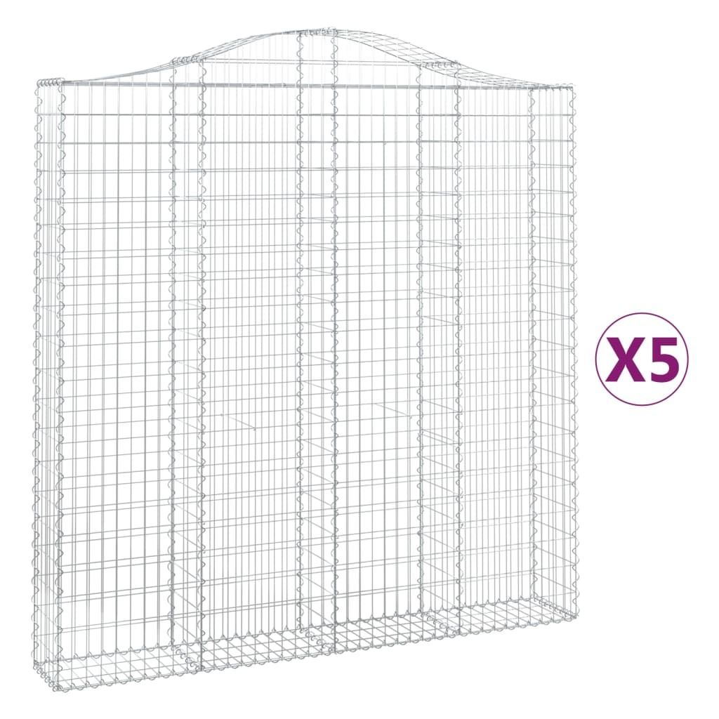 vidaXL Gabionen mit Hochbogen 5 Stk. 200x30x200/220cm Verzinktes Eisen