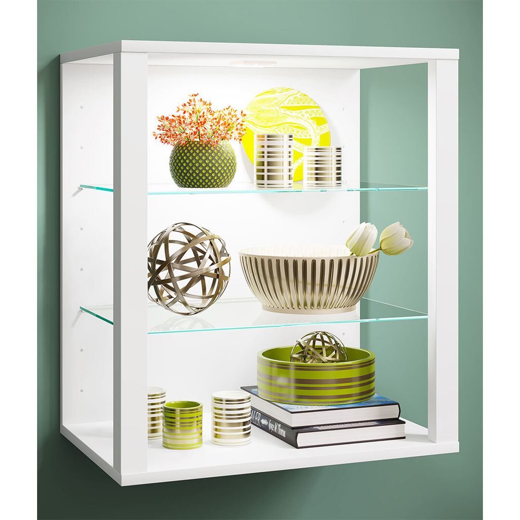 VCM Vitrine hängend | Vitrine ohne Glasfronten | Maße ca. H. 60 x B. 52 x T. 35 cm | Hängevitrine | Modern und platzsparend | Vitrinenschrank - ...
