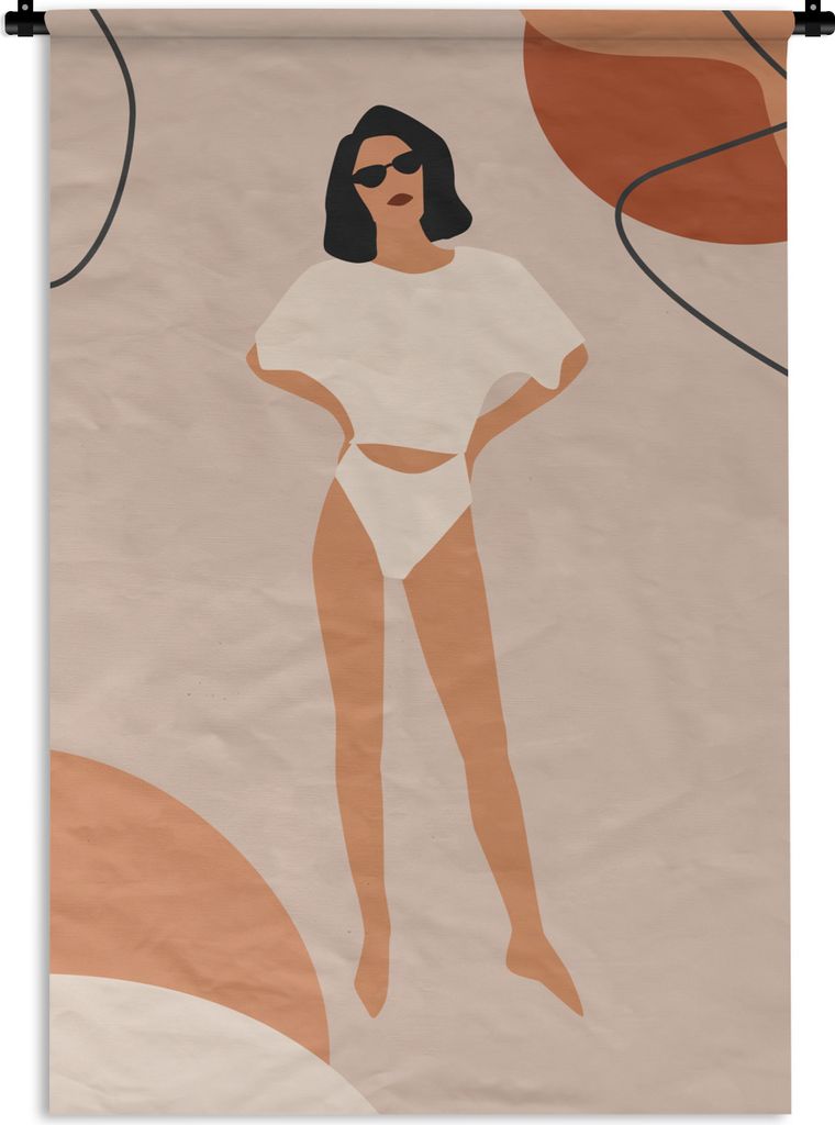 MuchoWow Wandteppich Wandbehang Sommer - Frau - Pastell 120x180 cm Tapisserie Dekoration Wandtuch - Schlafzimmer - Dekorationen für das Haus