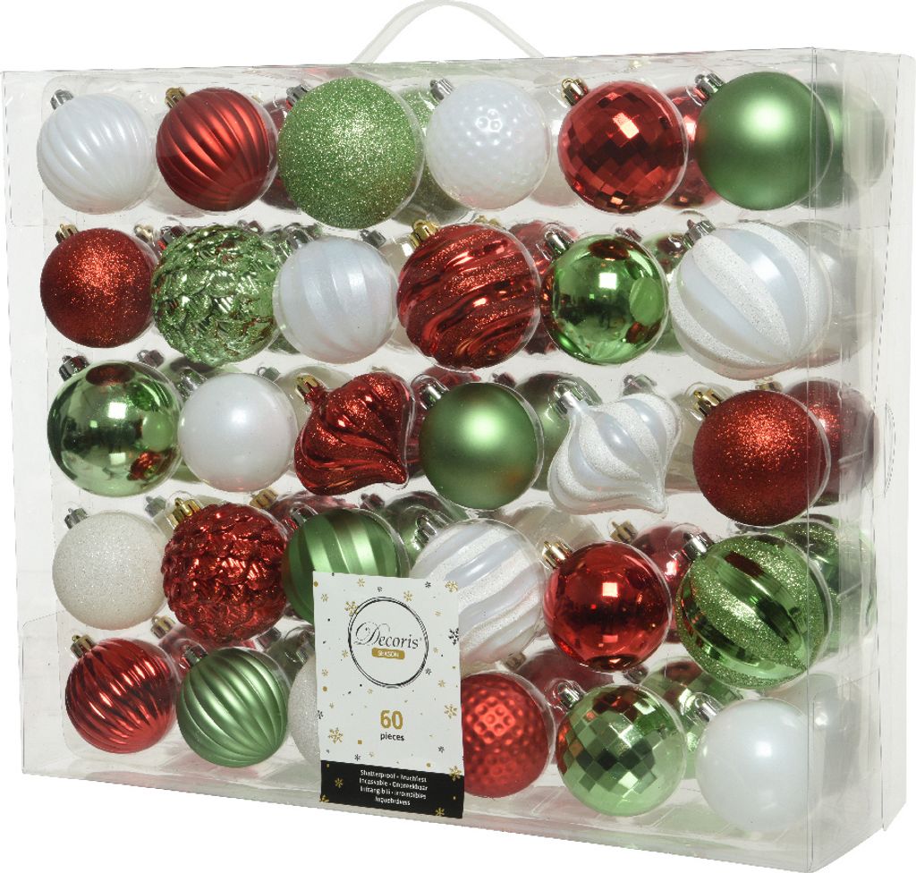 Weihnachtskugeln Kunststoff 6-7cm Ornamente 60er Set - Rot Produktbild 