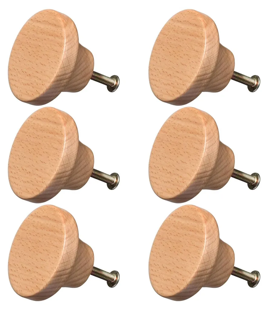 Remplacez vos poignées usées par ces boutons de meuble en bois de hêtre