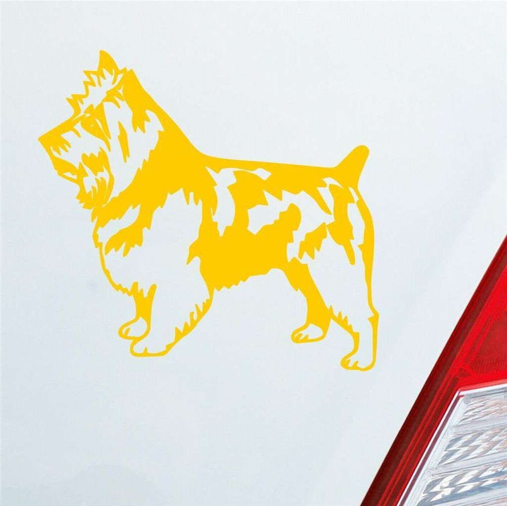 Auto Aufkleber Terrier Tier Hund Dog Animal 11x10 cm Gelb Sticker Heckscheibenaufkleber