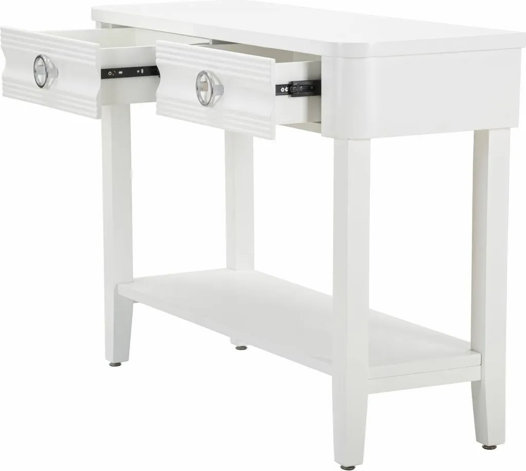 Table Console d'Entrée Blanche Bakar 110 cm avec Tablette Inférieure - 6