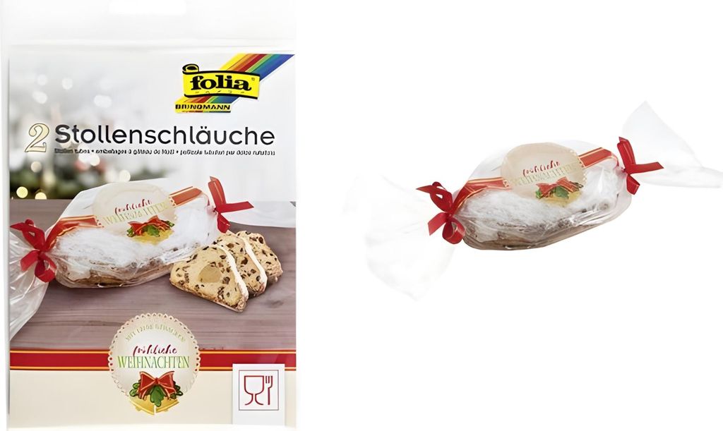 folia Stollenschläuche mit Weihnachtsdruck transparent 2 Produktbild 