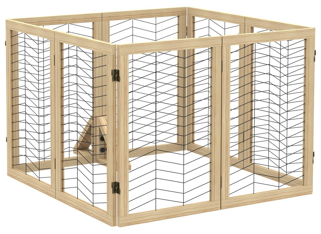 PawHut hondenpoort van hout, deurbeveiligingsrooster, Productafbeelding 