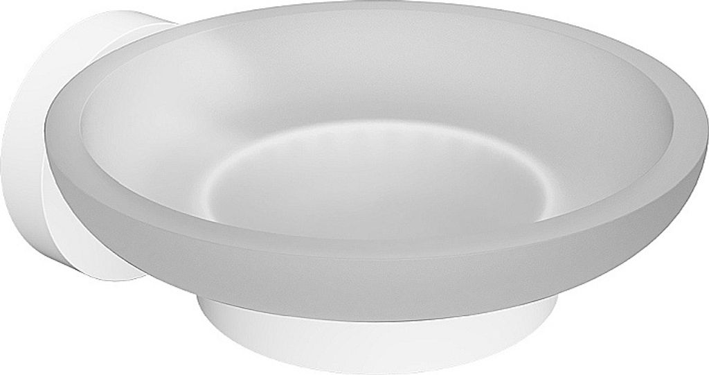 WHITE Seifenablage Messing Weiß mit Glasschale 110x55x105 mm für Bad & Küche >> zum Bohren oder Kleben