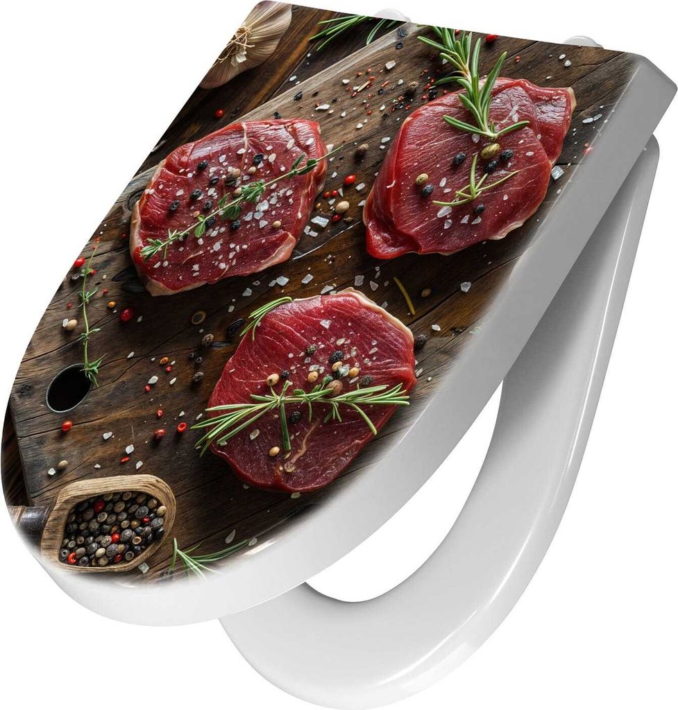 WC-Sitz mit Absenkautomatik, Softclose Scharnier mit Motiv Frische Gewürze