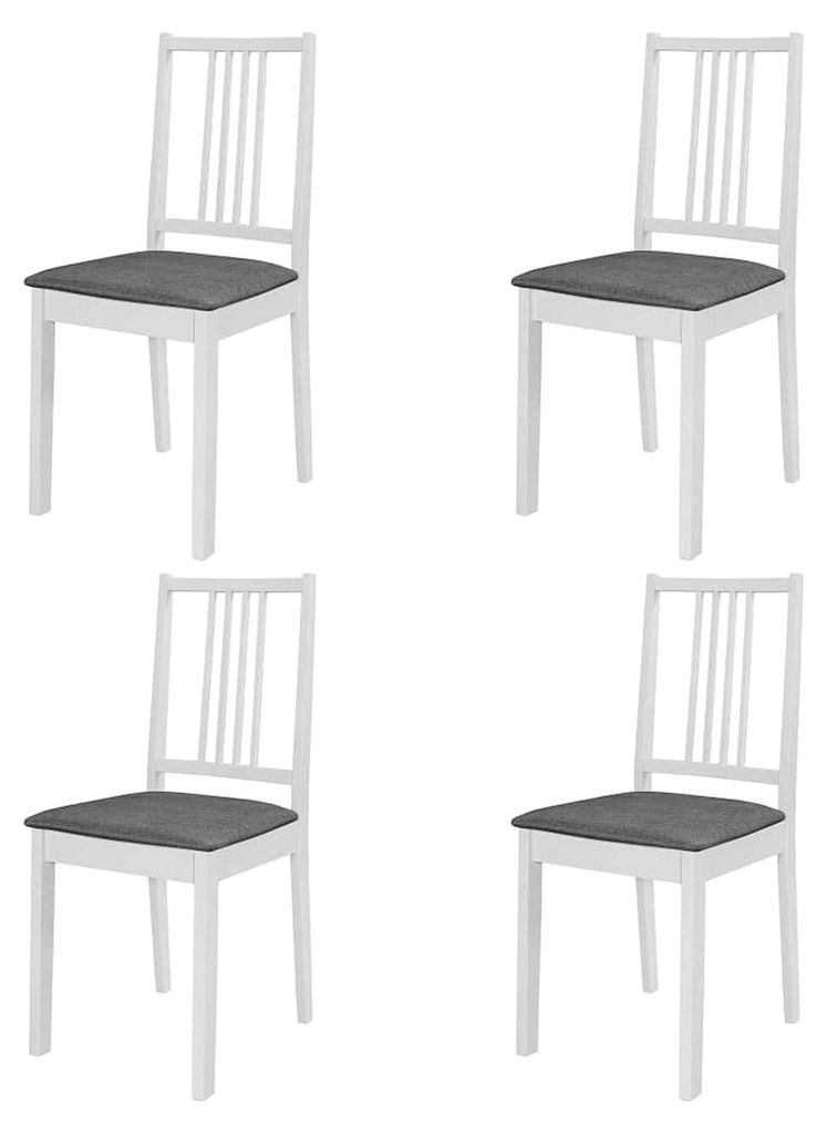 Esszimmerstühle 4 Stück, Esszimmerstuhl mit gepolsterter Rückenlehne, Holzrahmen, Stuhl für Esszimmer und Küche, Modern, Weiß Massivholz