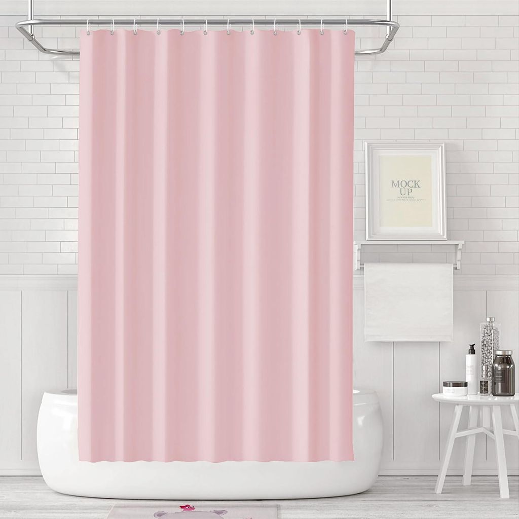 Duschvorhang 180 x 180 cm, schimmelresistent, wasserdicht und abwaschbar, aus PEVA, inklusive 12 Duschvorhangringen, rosa