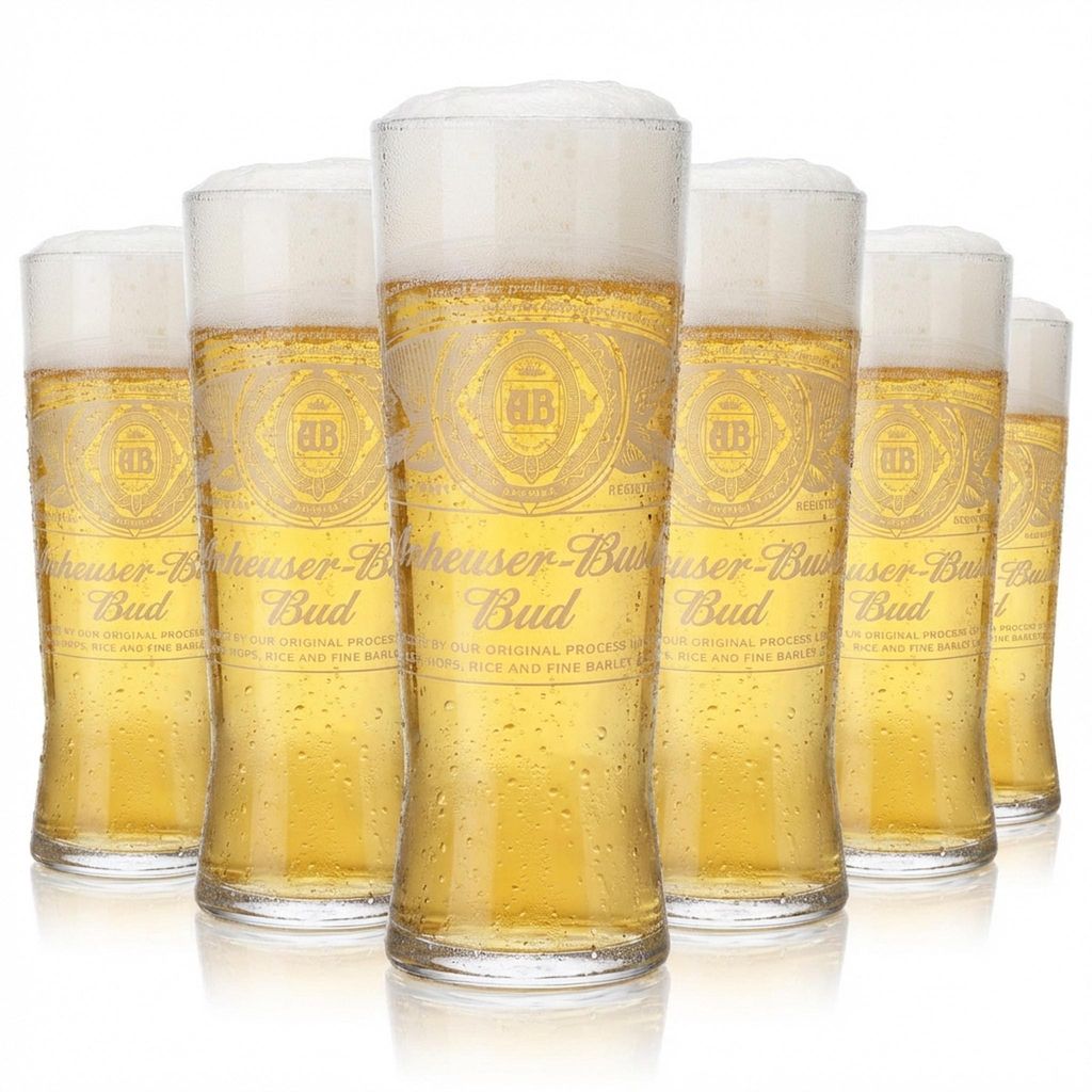 6x Anheuser-Busch Bud Bierglas 0,3l Creed Kontur Gläser Set Produktbild 
