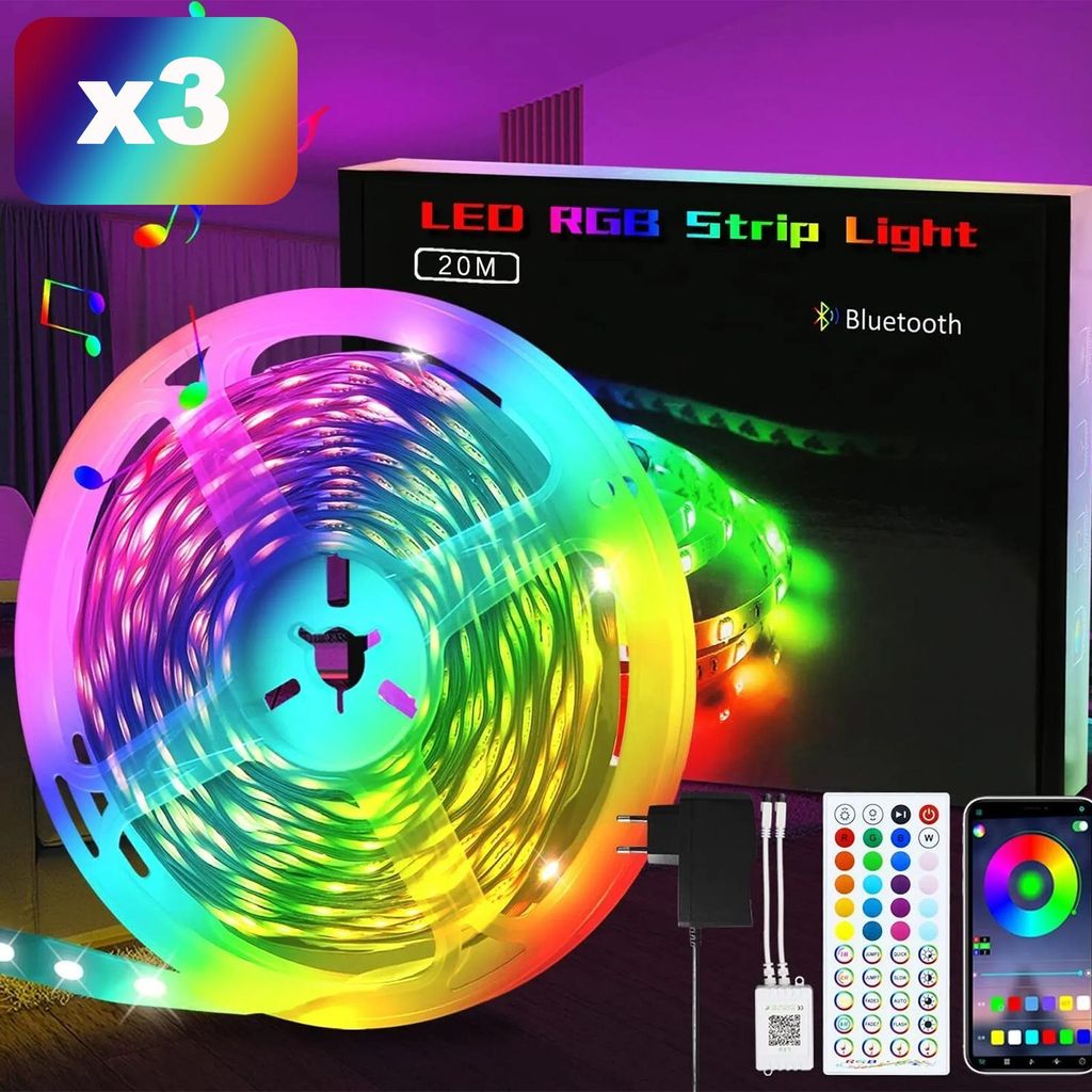 ZMH LED Strip 20m 3er Lichtstreifen RGB Smart LED Band 20m Produktbild 