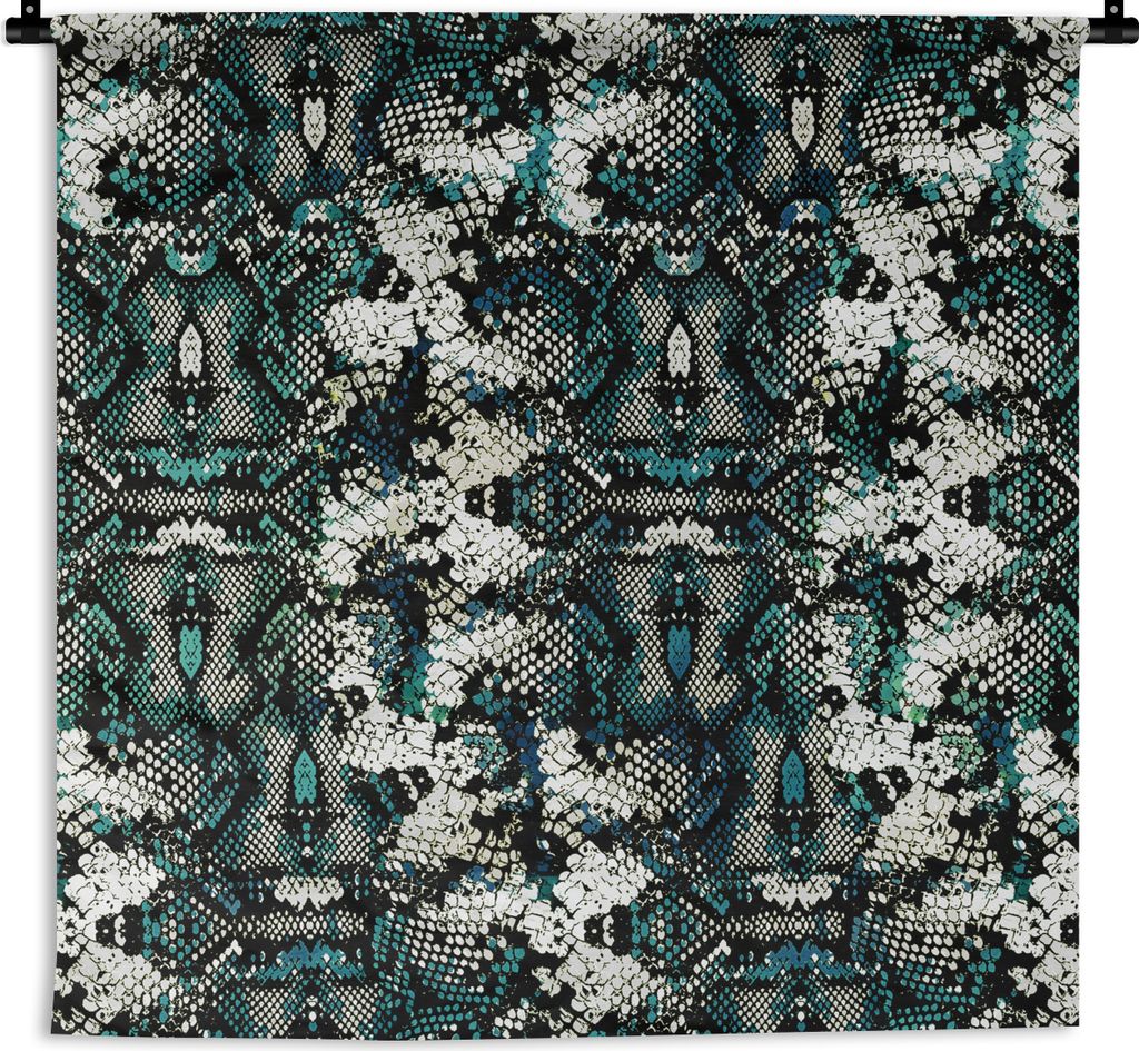 MuchoWow Wandteppich Wandbehang Tiermuster - Weiß - Türkis - Schuppen 150x150 cm Tapisserie Dekoration Wandtuch - Wohnaccessoires - Modernes