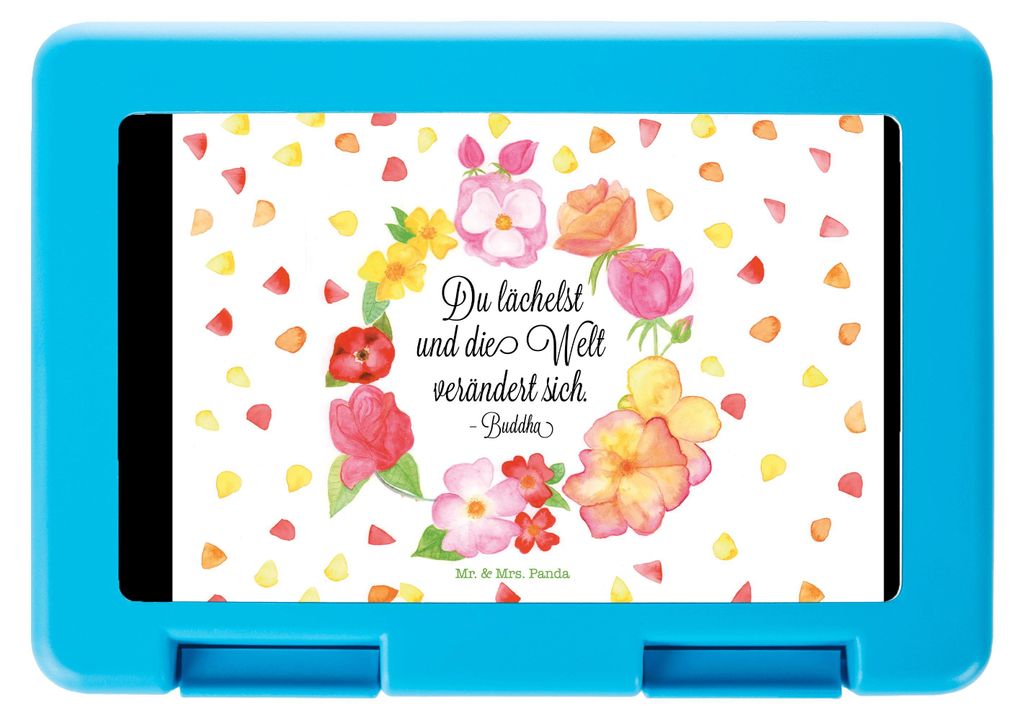 Mr. & Mrs. Panda Bento Box Du Lächelst - Geschenk, Zitat Buddha, Lachen Spruch, Vorratsdose, Lunchbox, Bentobox, Freundin, Dekoration, Essensbox, ...