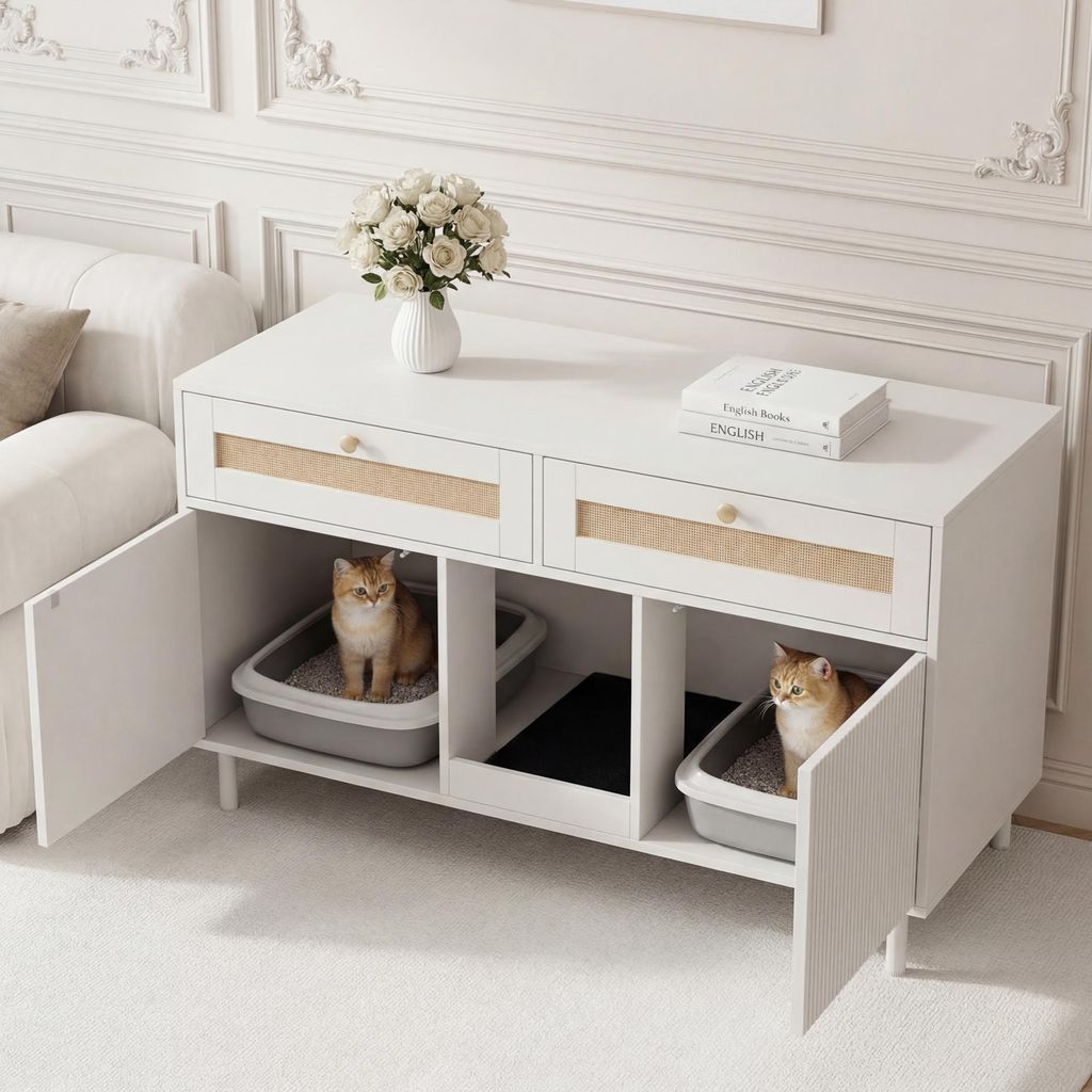 Katzentoilettenschrank mit Katzenstreufangmatte, Produktbild 