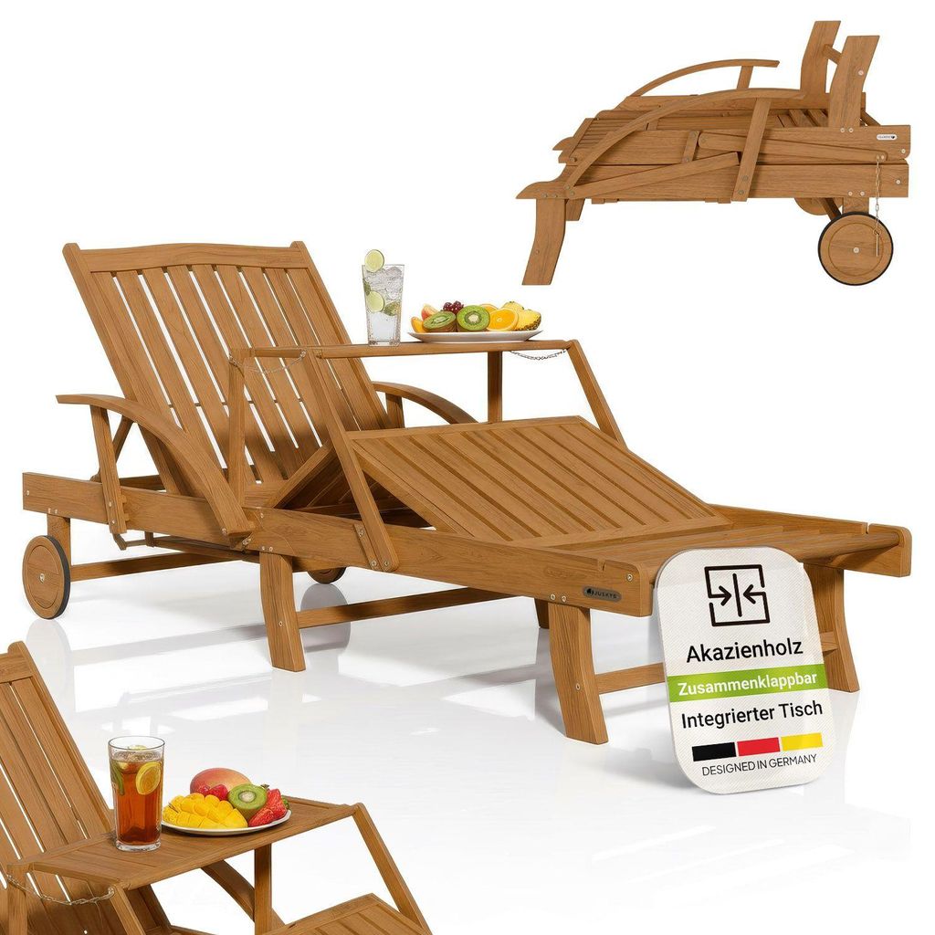 Juskys® Sonnenliege SunScape Natur, Akazie Holz mit Produktbild 