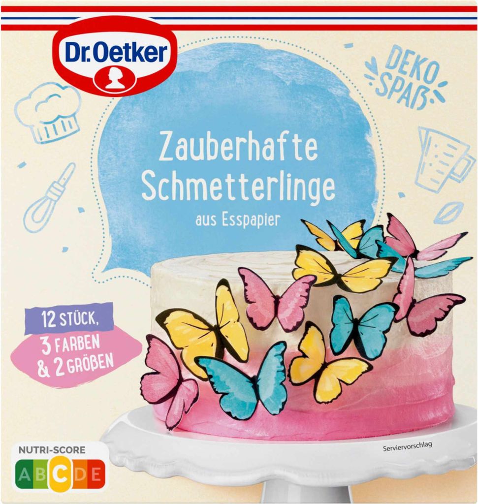 Farfalle incantate Dr. Oetker in tre colori 12 pezzi Immagine del prodotto 