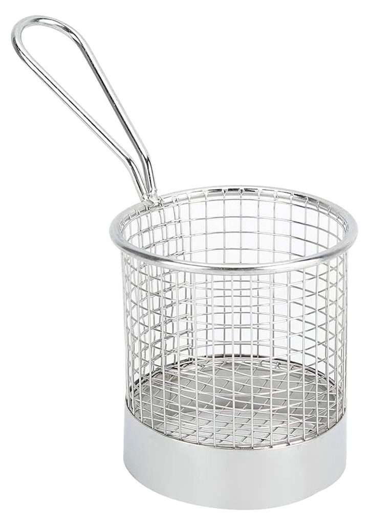 Edelstahl Lebensmittelkorb, Dessertbehälter, Chipshalter, runde zylindrische Form mit Griff, für Zuhause, Küche, Restaurant, 304 Edelstahl, 8 cm...