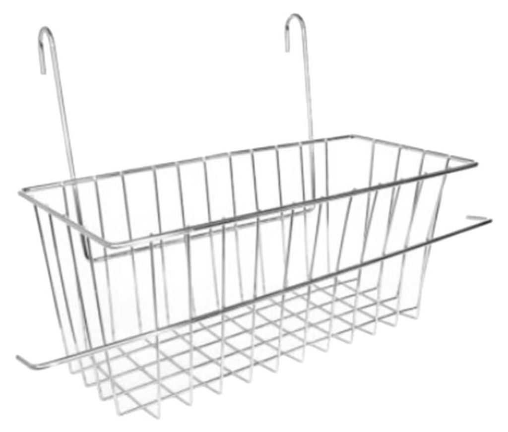 Ablagekorb für Reinigungswagen, verchromt, Metall, 16 cm, Produktbild 