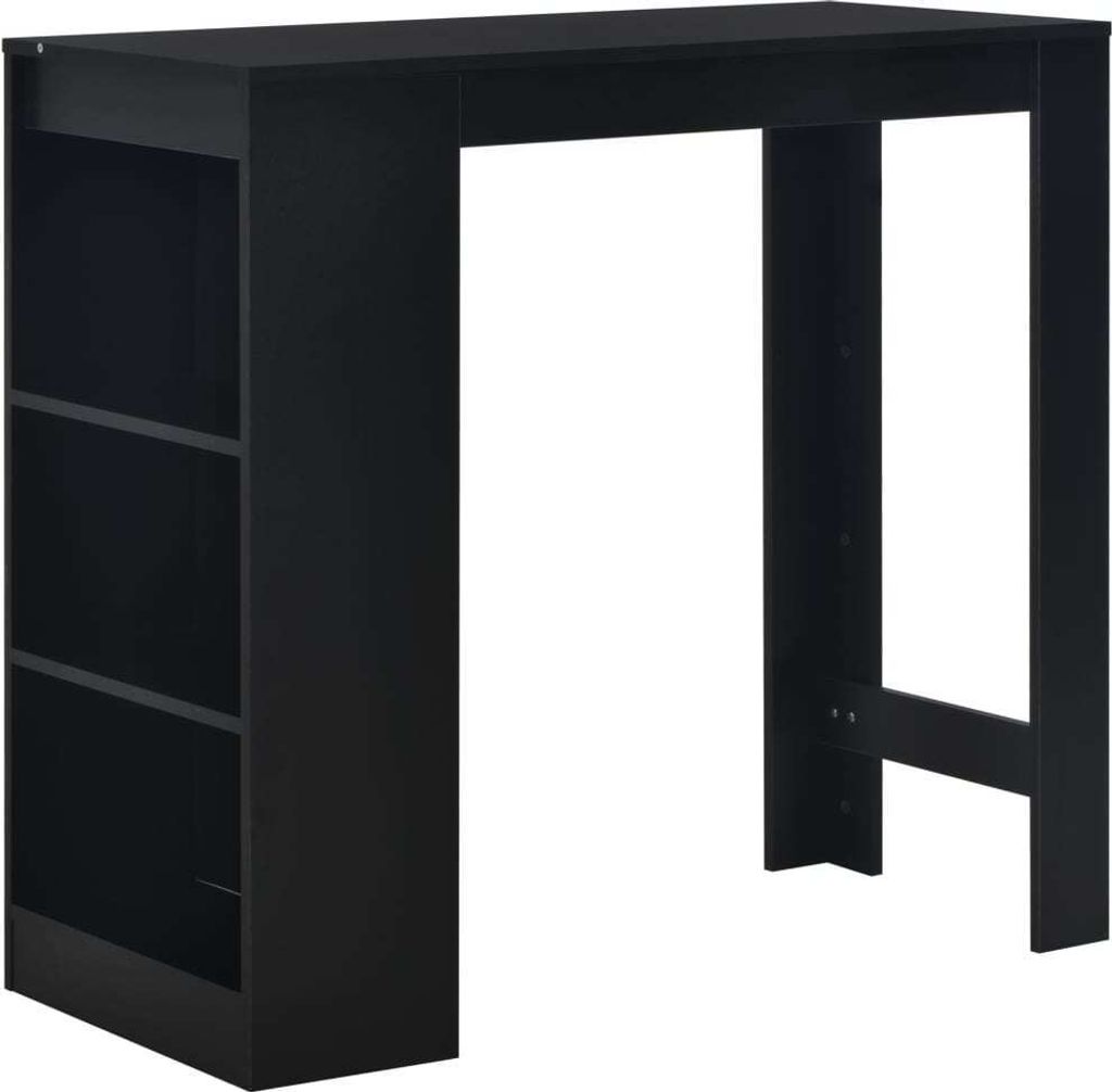 ZMH Bartisch mit Regal Schwarz 110 x 50 x 103 cm