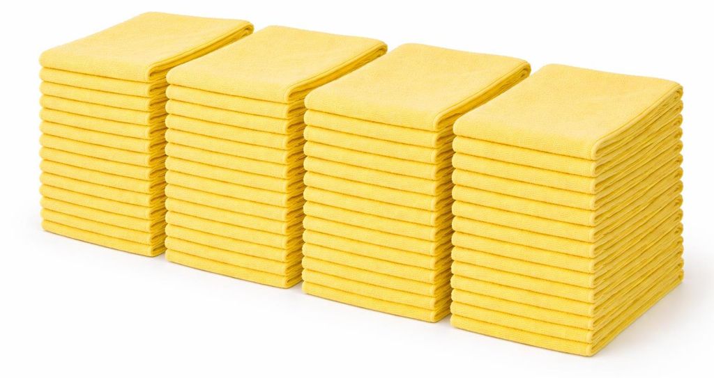 100 Stück Mikrofasertücher 38x38 cm Gelb – Reinigungstuch Poliertuch 210 g/m² für Autopflege, Haushalt & Gewerbe