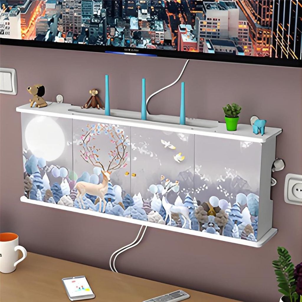 WIFI Aufbewahrungsbox Wand, Wall Mounted Router Cabinet Kein Bohren Erforderlich Router Verkleidung Wlan Box Schrank Router Schrank Wandmontage,62 ...