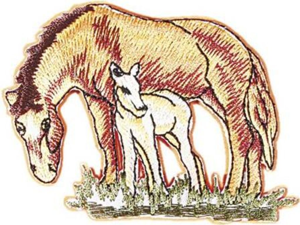 Aufnäher - Pferd mit Fohlen - 04652 - Gr. ca. 7,5 x 6 cm - Patches Stick Applikation