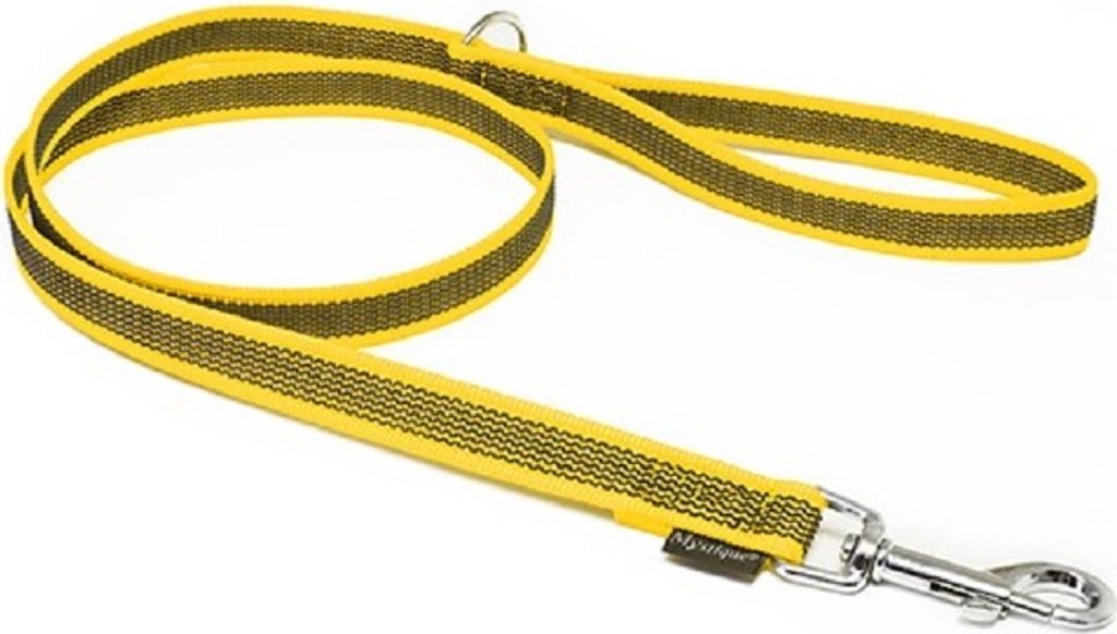 Mystique Gummierte Leine 20mm mit Handschlaufe Standard Karabiner gelb 1m