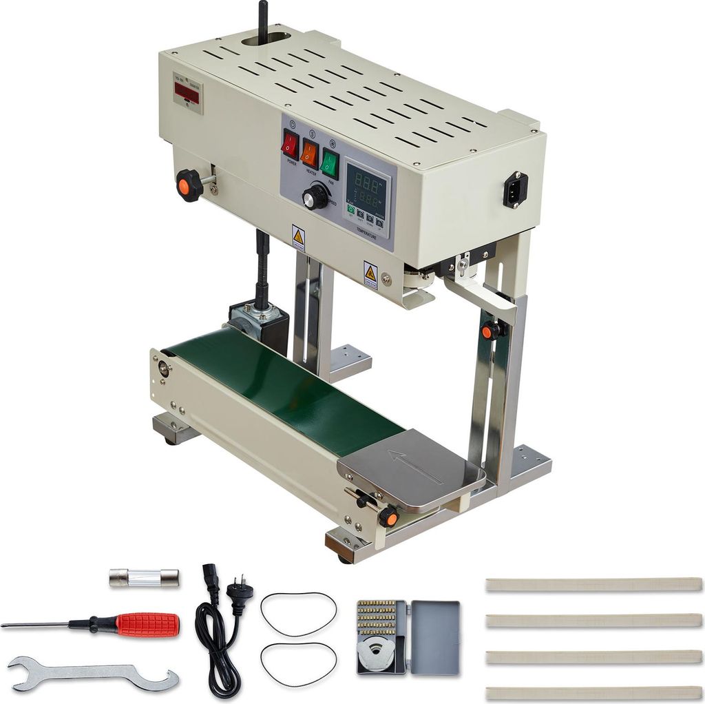 SucceBuy Kontinuierliche Versiegelungsmaschine, 6-12 mm Siegelbreite, vertikal, mit Rollendruck, einstellbarer Temperatur und Geschwindigkeit, geei...