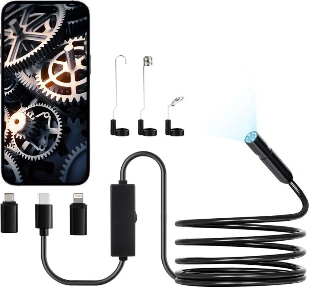 Endoscopio Smartphone 1920P HD WLAN - Design Sottile, Visione Totale