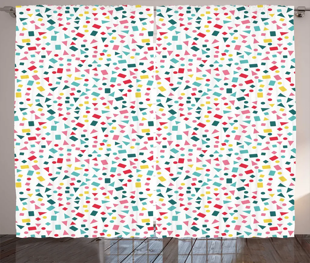 Rideau Géométrique Anti Vis-à-vis 280x225 cm pour Chambre Lumineuse
