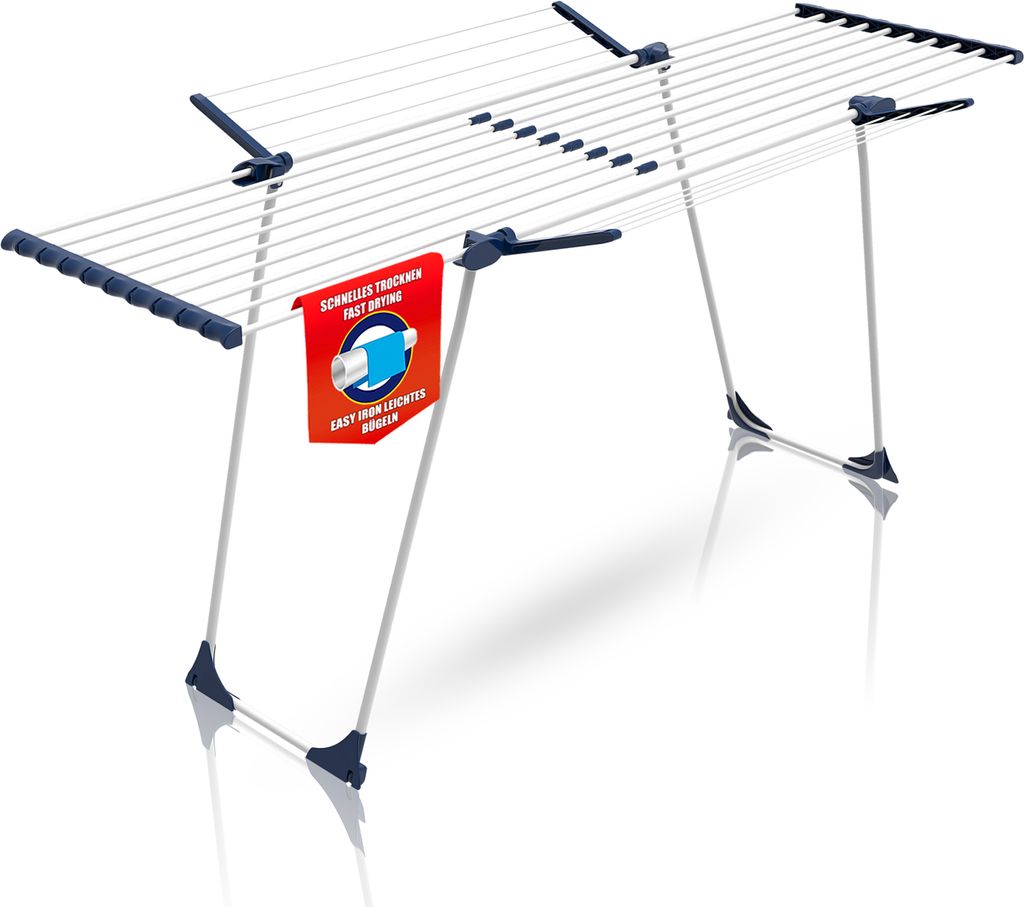 BigDean Wäscheständer mit dicken Leinen Jumbo Weiß ausziehbar 28m Trockenlänge - einfaches Bügeln
