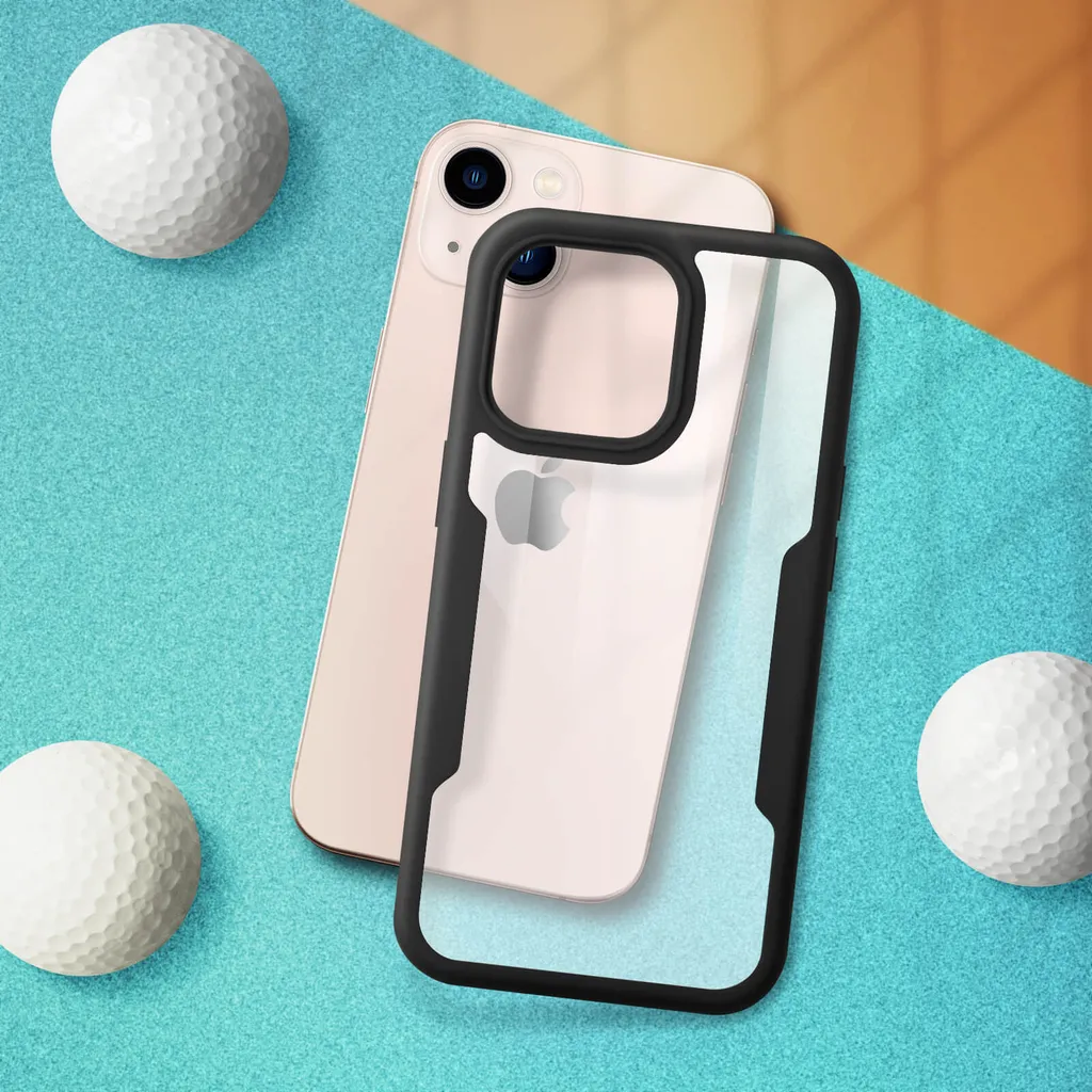 Avizar, custodia 360° per iPhone 13 Mini Resistente agli urti Guscio rigido con cornice in silicone, nero trasparente - 3