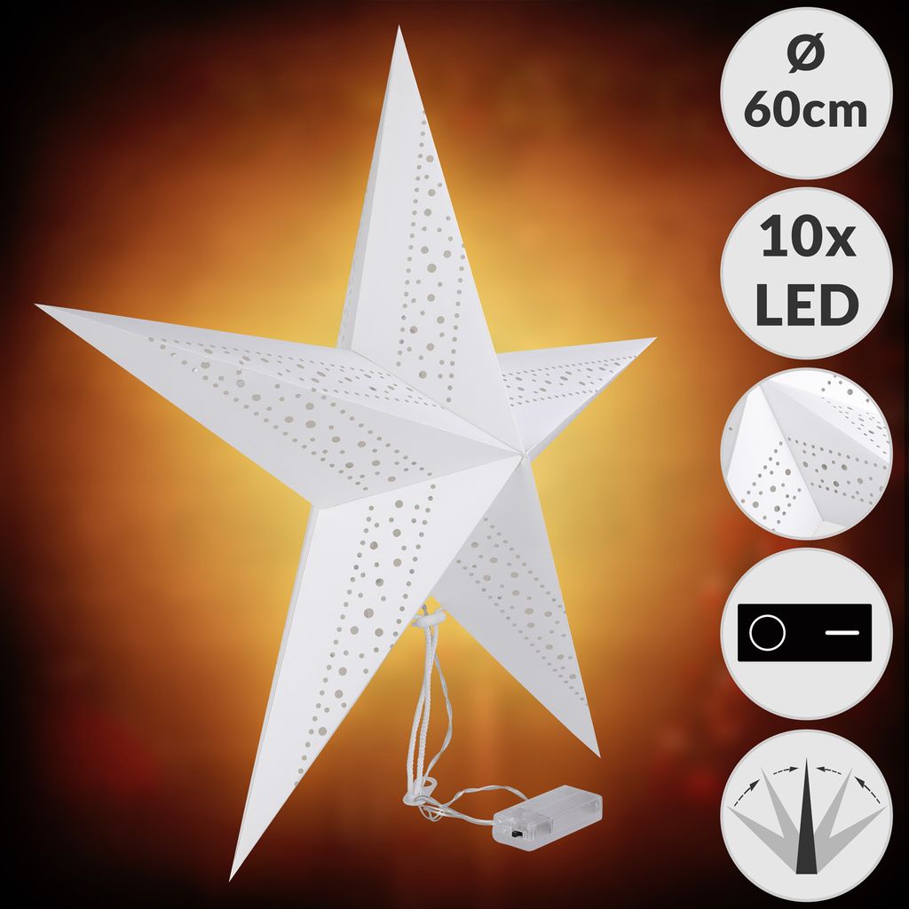 LED Weihnachtsstern 60cm Batterie Fenster Innen