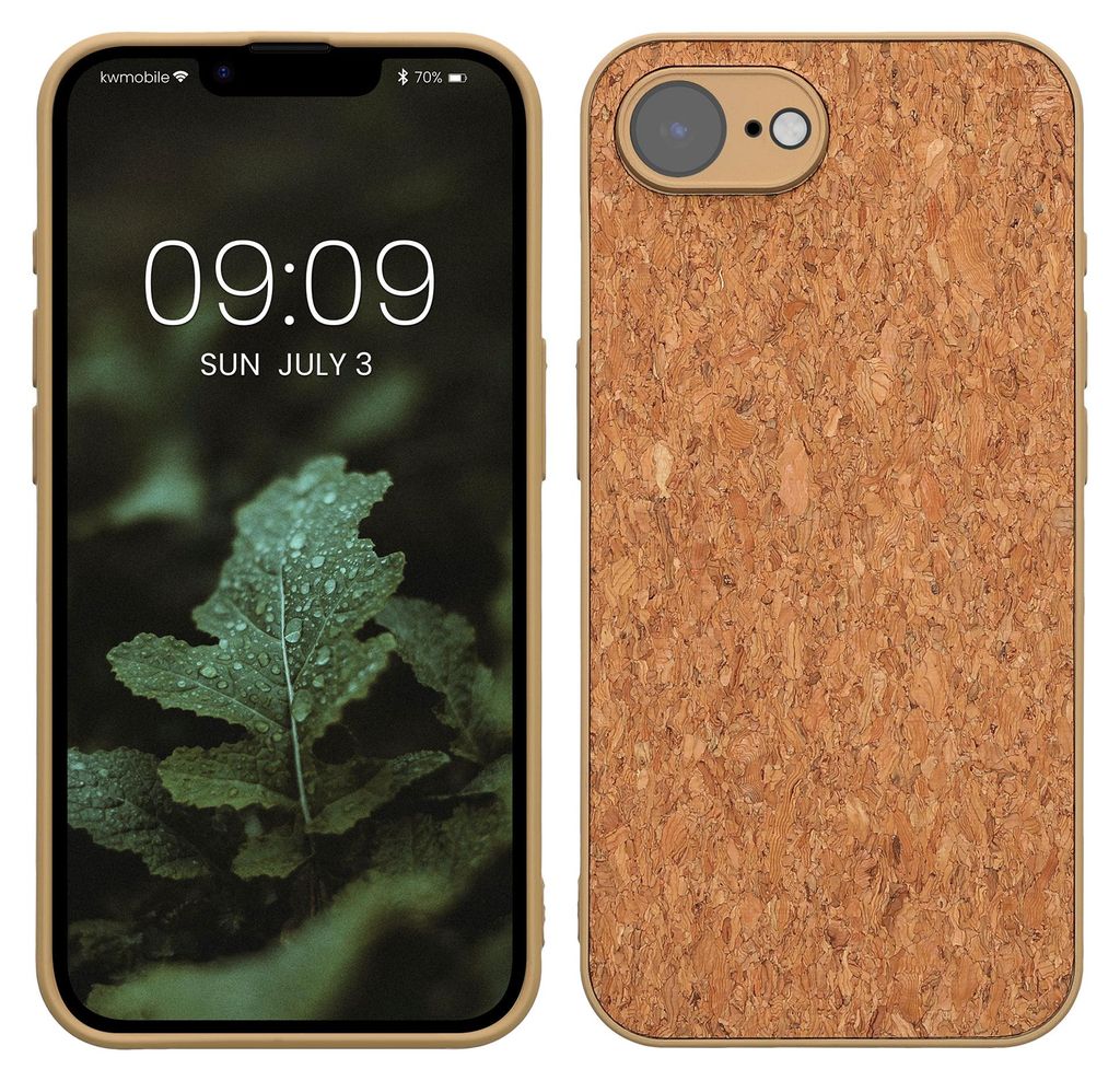 kwmobile Hülle kompatibel mit Apple iPhone 17e / iPhone 16e - Kork Handyhülle Cover - Schutzhülle TPU Case in Hellbraun