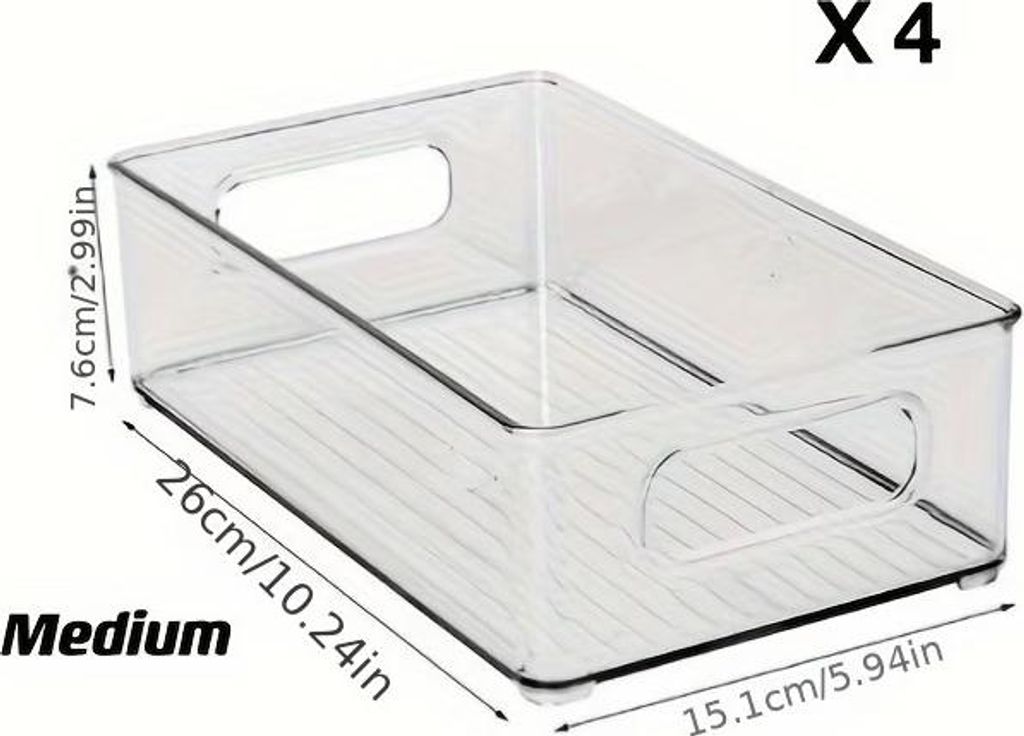 Zestaw 4 organizerów do lodówki – przezroczyste pojemniki Zdjęcie produktu 
