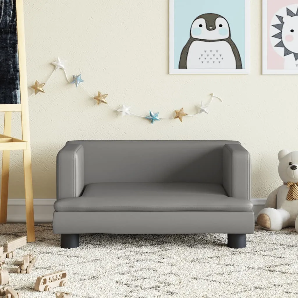 Mini Divano Grigio Pelle Finta 60x40x30 cm: Il preferito dalle mamme!