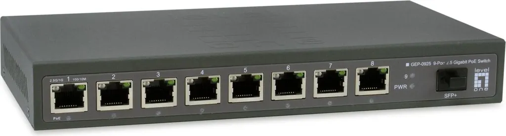 Switch 2.5GbE LevelOne GEP-0925 8 ports PoE+ haute puissance 108W