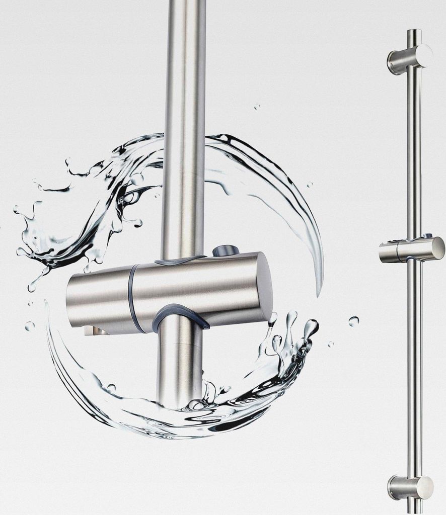 80 cm Duschschiebestange Wandhalterung – Duschschiebestange aus gebürstetem Nickel mit verstellbarer Duschkopfhalterung – abnehmbare Duschkopf...