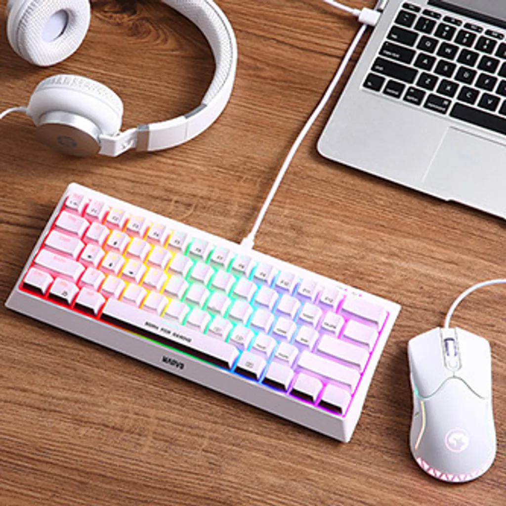 Clavier Gamer Compact Mécanique Marvo KG962G Blanc - Idéal Setup Gaming