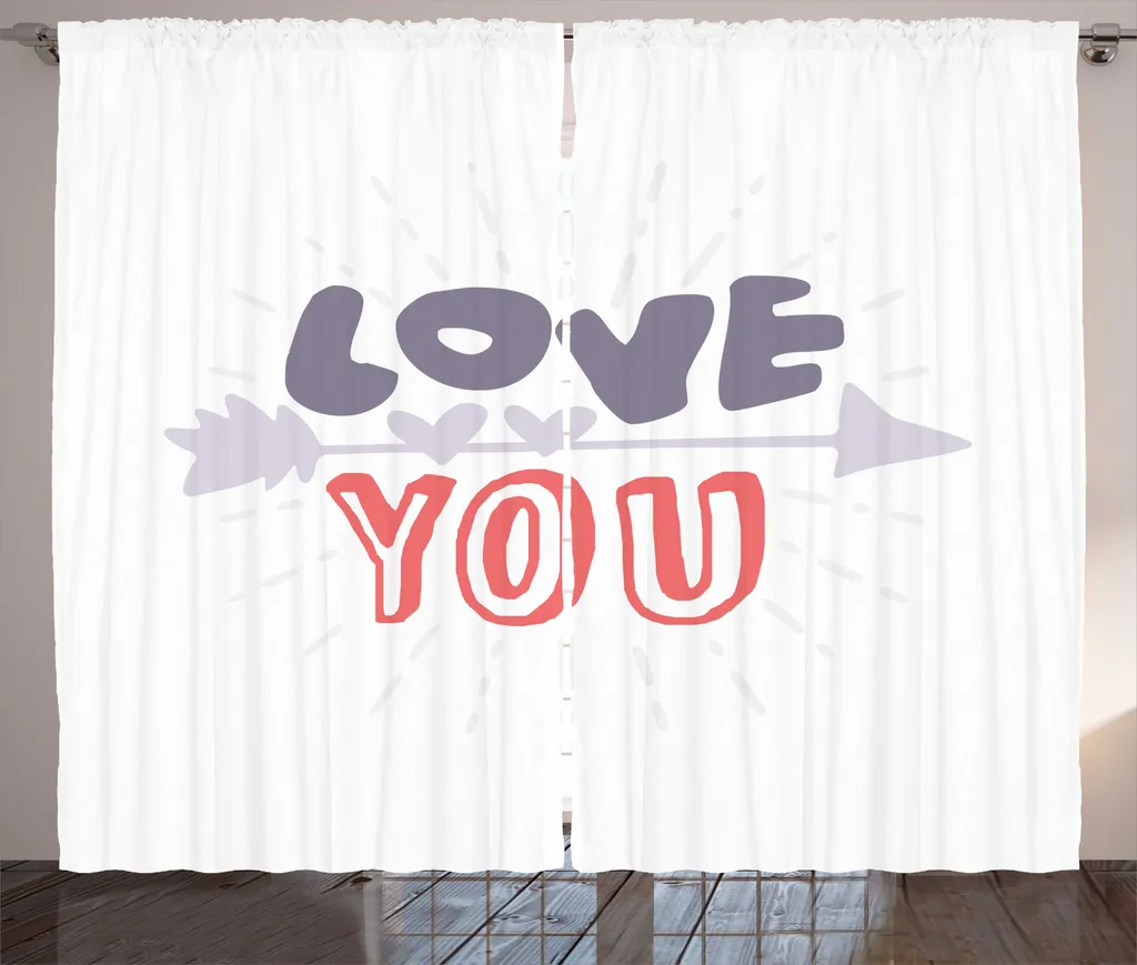 ABAKUHAUS Je t'aime Rideau Rustique Saint-Valentin Gris 280x225 cm